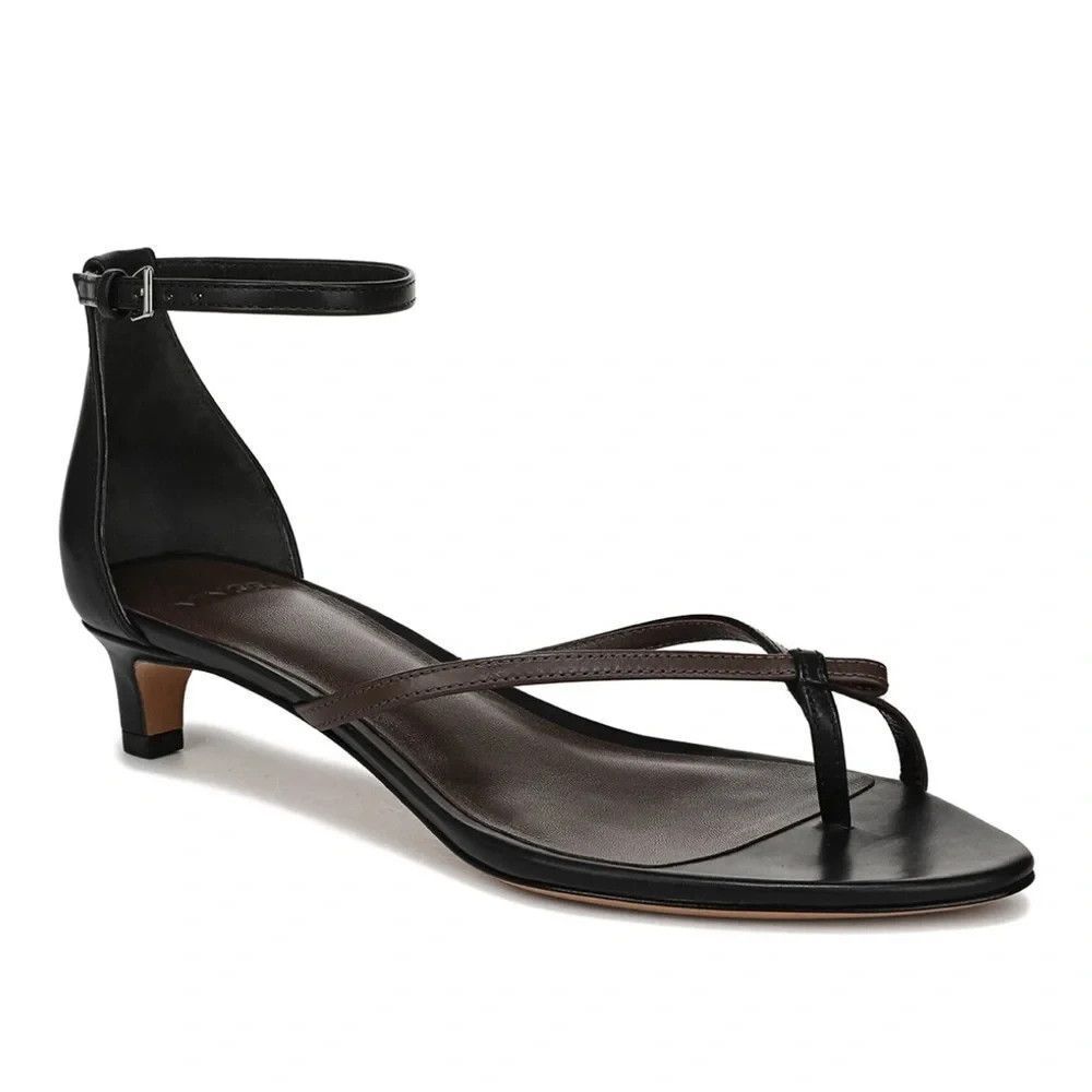 New Vince Siri Criss Cross Sandals Women's US 9.5M Black Leather Kitten Heel 40.